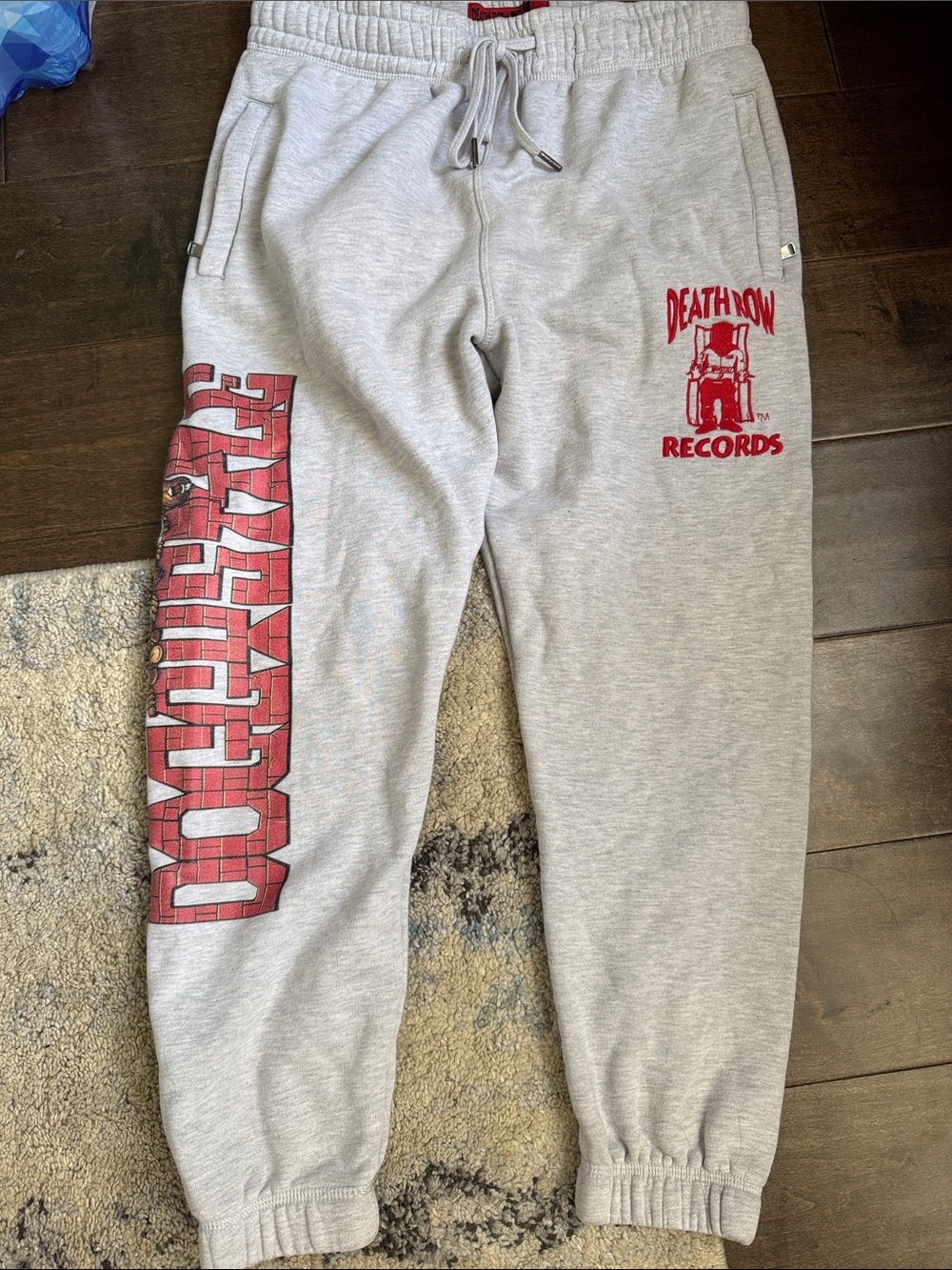 Deathrow Records Gray Sweatpants with Red Logo